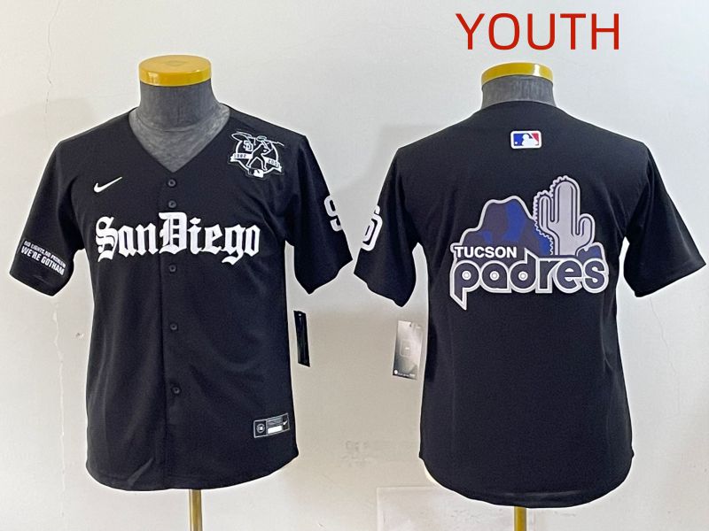 Youth 2025 San Diego Padres Blank Black Five generations Joint Name Nike MLB Jersey style 14->youth mlb jersey->Youth Jersey